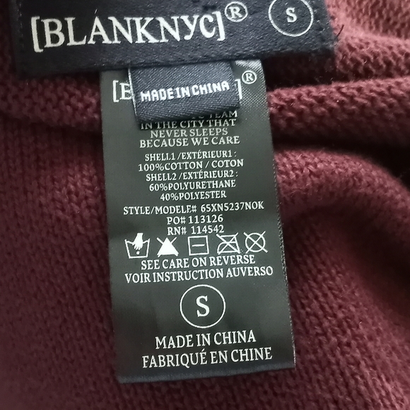 BLANKNYC Burgundy Wrap Cardigan w/ Faux Leather Sleeves & Pockets sz S /B7 - Picture 11 of 11